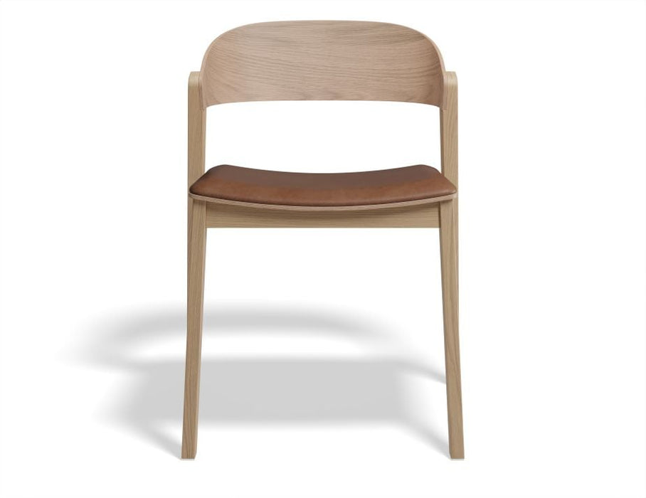 Grayson Dining Chair - American White Oak with Pad - Vintage Tan PU Se