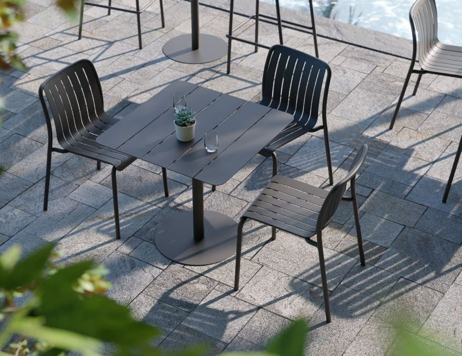 Roku Outdoor Dining Chair in Matt Charcoal - Chair with Light Grey Cushion