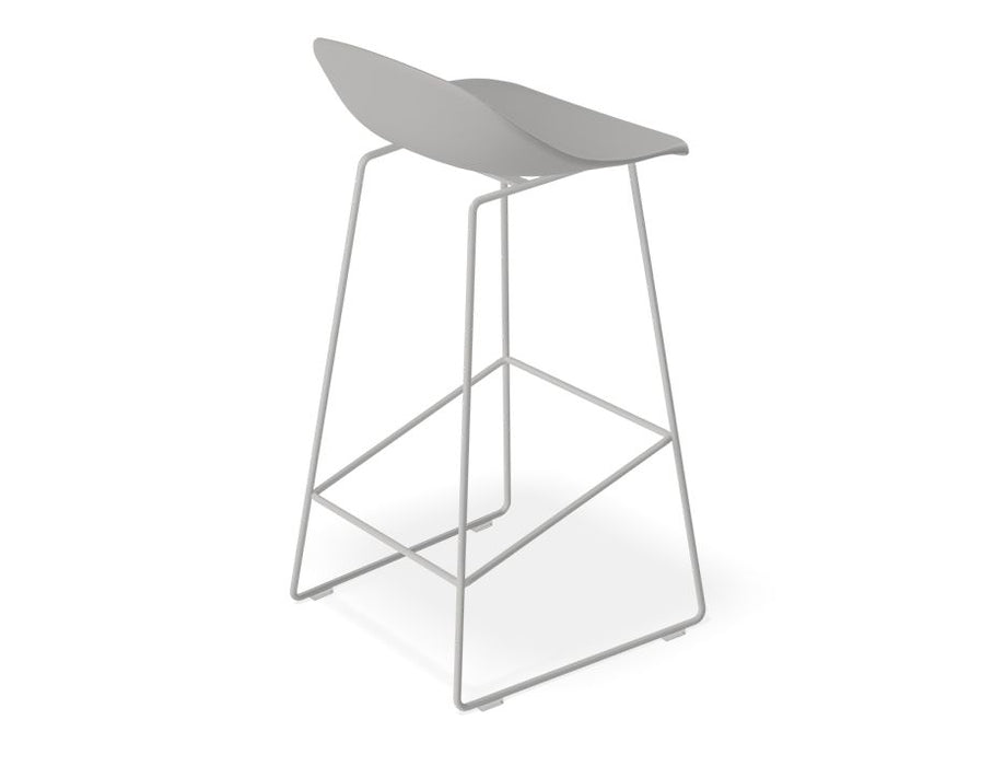 Pop Stool - Silver Grey Frame and Shell Seat - 65cm Kitchen Bench Seat Height