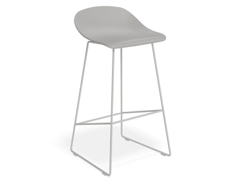 Pop Stool - Silver Grey Frame and Shell Seat - 65cm Kitchen Bench Seat Height