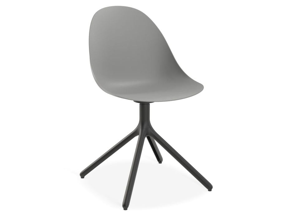 Pebble Chair Grey with Shell Seat - Pyramid Fixed Base - Black