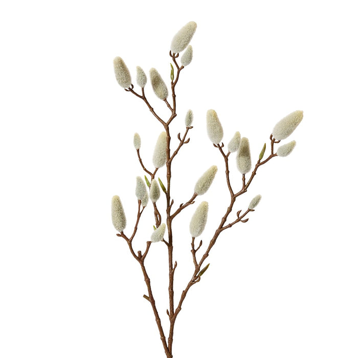 Magnolia Bud Branch Pack of 12 - Cream/Brown, 76cm (H)