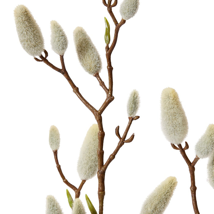 Magnolia Bud Branch Pack of 12 - Cream/Brown, 76cm (H)