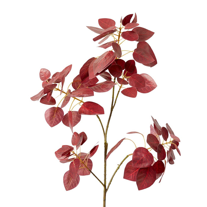 Smoke Leaf Branch Pack Of 12 - Dark Burgundy, 103cm (H)
