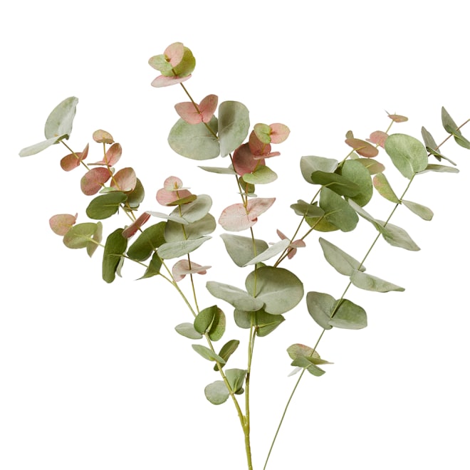 Eucalyptus Leaf Spray Pack Of 6 - Pink/Green, 119cm (H)