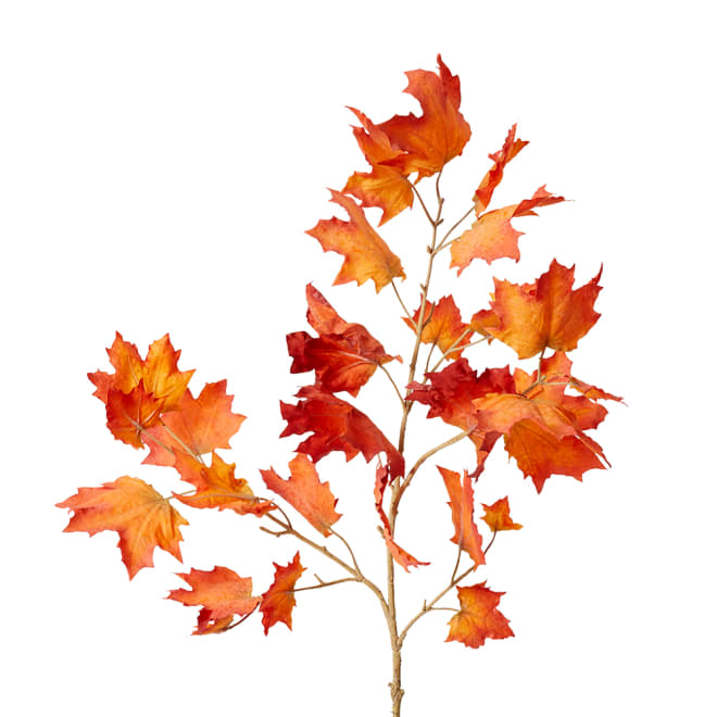 Maple Autumn Leaf Branch Pack Of 12 - Orange, 112cm (H)