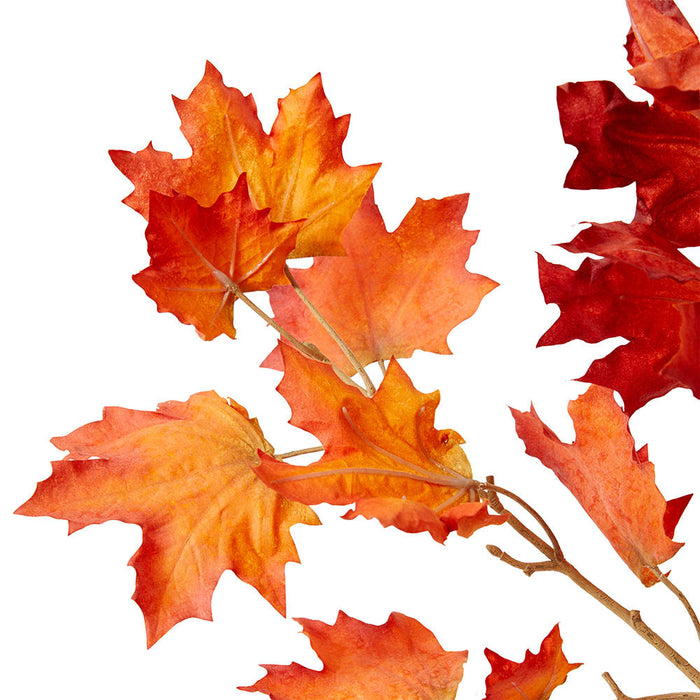 Maple Autumn Leaf Branch Pack Of 12 - Orange, 112cm (H)