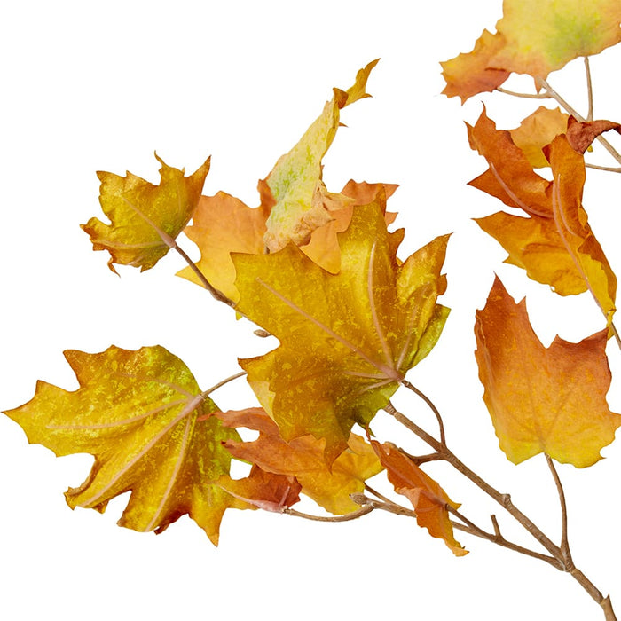 Maple Autumn Leaf Branch Pack Of 12 - Yellow, 112cm (H)