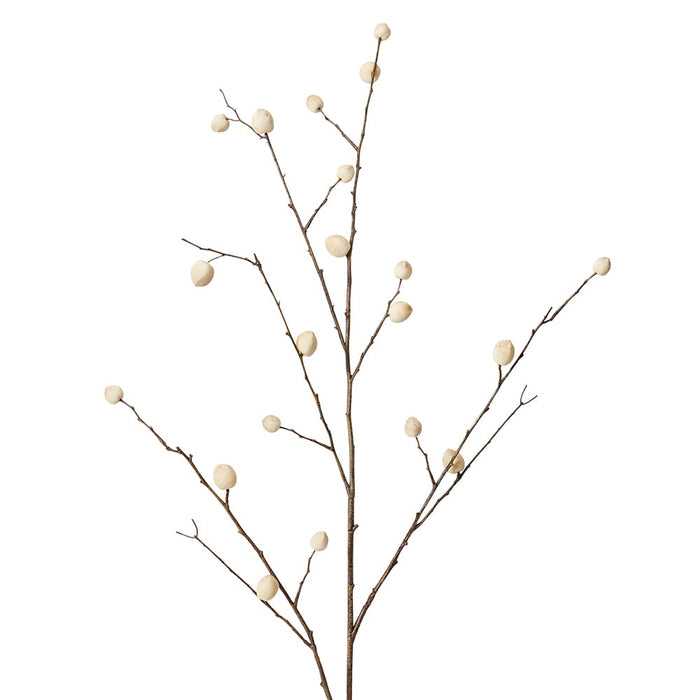 Berry Pod Dried Look Branch Pack of 12 - Cream, 108cm (H)