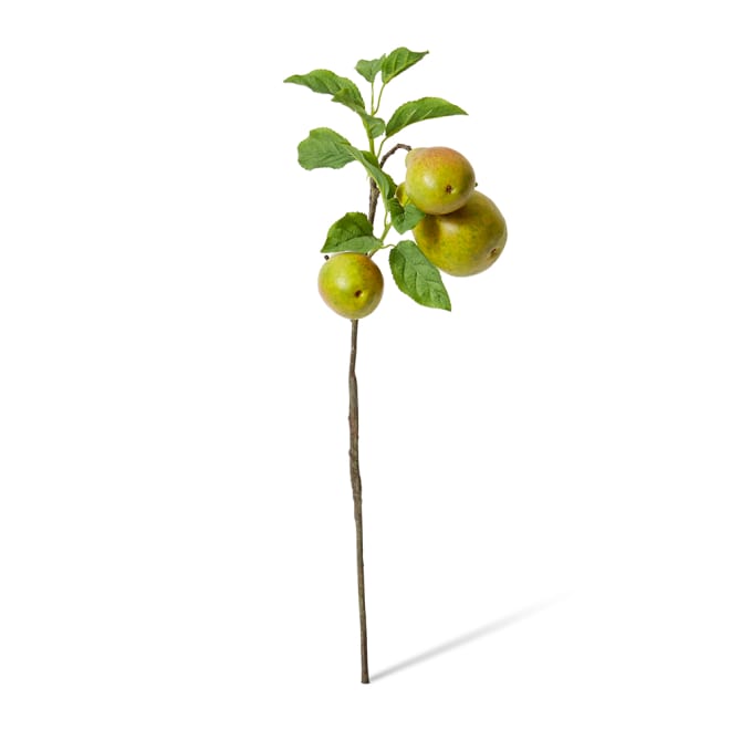 Pear Branch Spray Pack Of 12 - Green Brown, 53cm (H)
