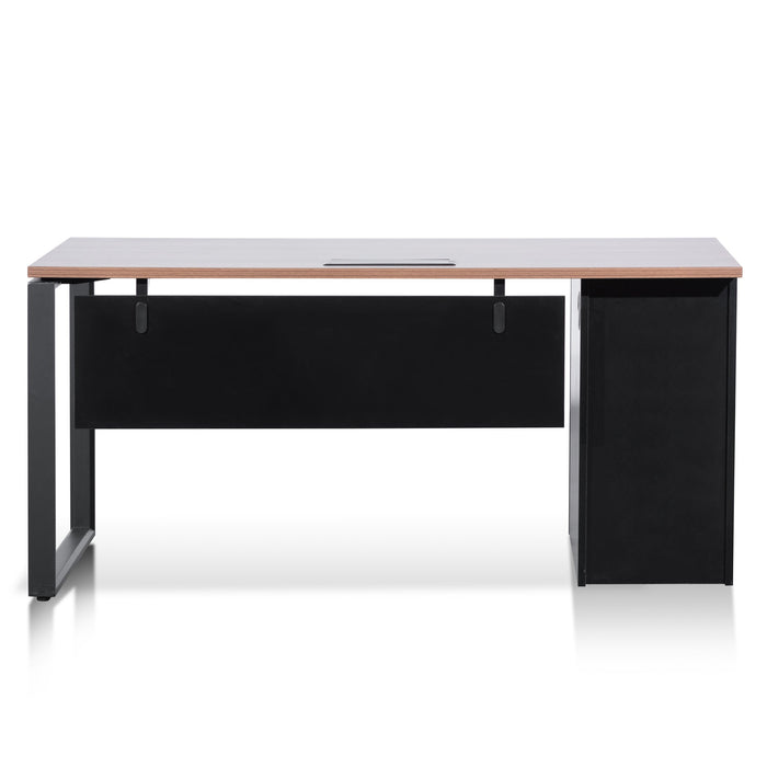 COT6162-SN 1.6m Single Seater Walnut Office Desk - Black Legs