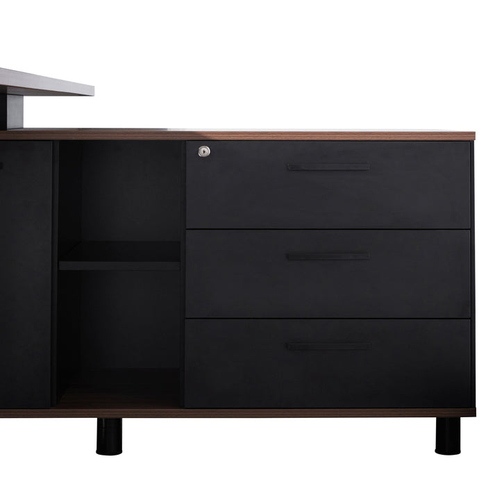 COT6166-SN 1.8m Executive Desk Right Return with Black Legs - Walnut