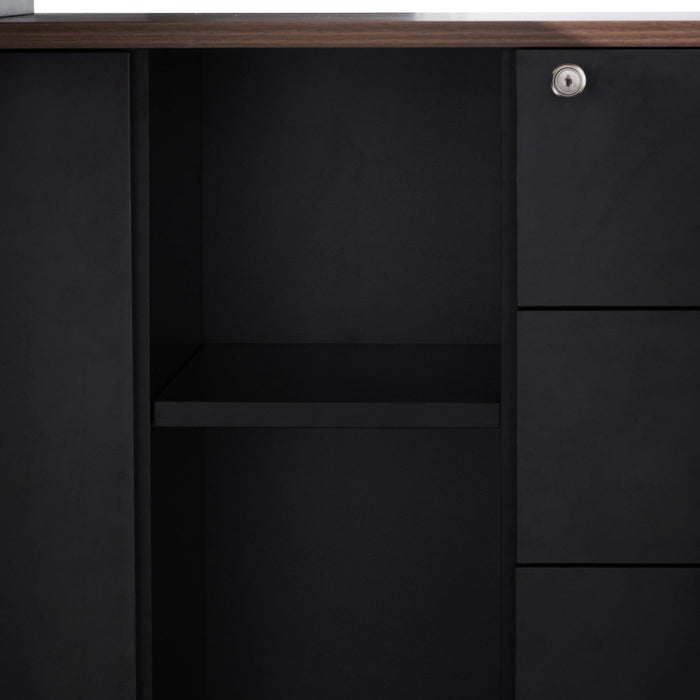 COT6166-SN 1.8m Executive Desk Right Return with Black Legs - Walnut