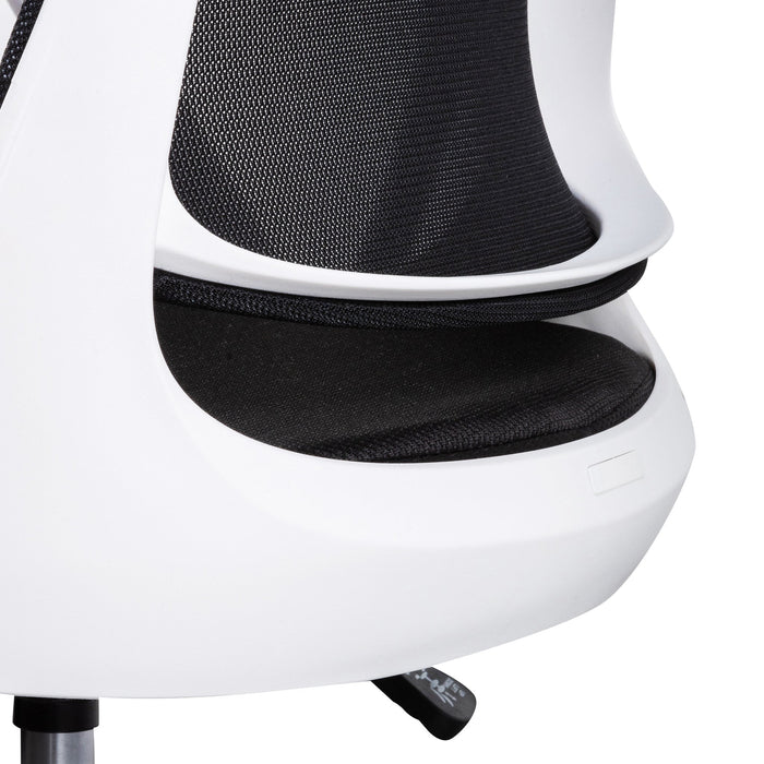 COC6190-LF Black Office Chair - White Arm and Base