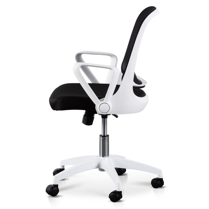 COC6190-LF Black Office Chair - White Arm and Base