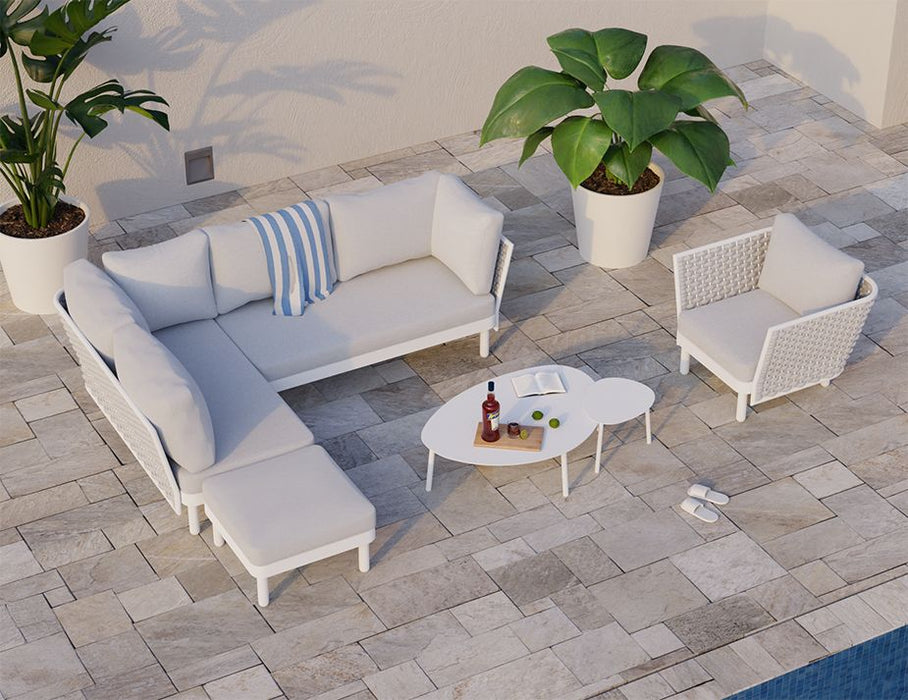 Siano Modular Right Arm 2 Seater - Outdoor - White - Light Grey Cushion