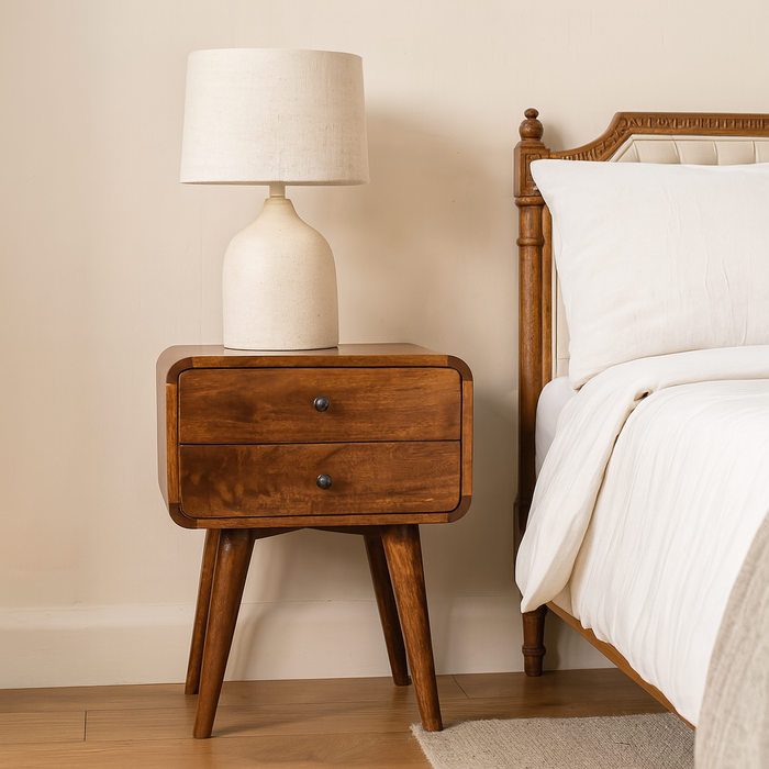 Curved Chestnut Bedside