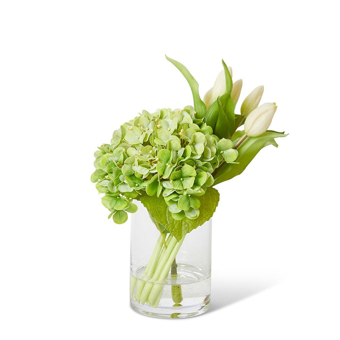 Hydrangea Tulip Mix - Green White/Clear, 29cm (H)