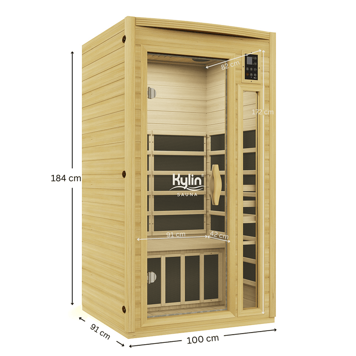 Kylin Ultra Low EMF Carbon Infrared Sauna 1 Person - K8107 Ultra Low EMF