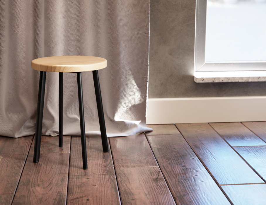 Atlas Low Stool - Black - Natural Seat