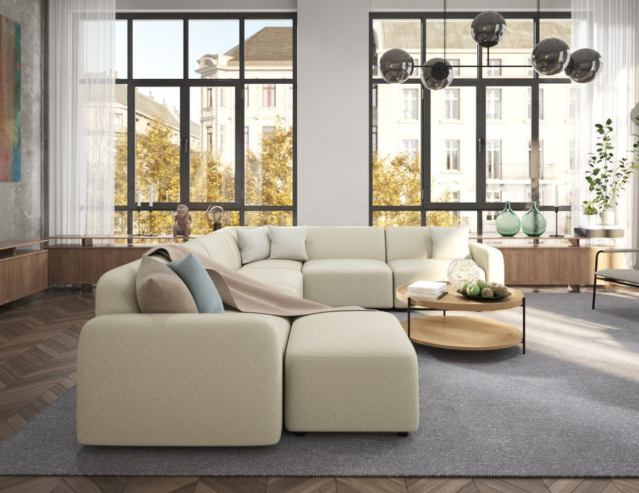 Atticus Modular Sofa - 3 Seater with Ottoman - Ivory Cream Fabric