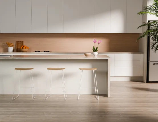 Elva Stool - Natural Seat - White Frame - 76cm (commercial Bench Height), Wood
