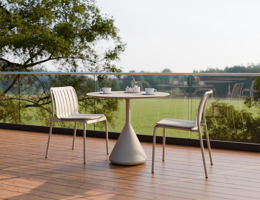 Kora Cafe Table 90cm Dia - Outdoor - Latte - Dune Ceramic Top