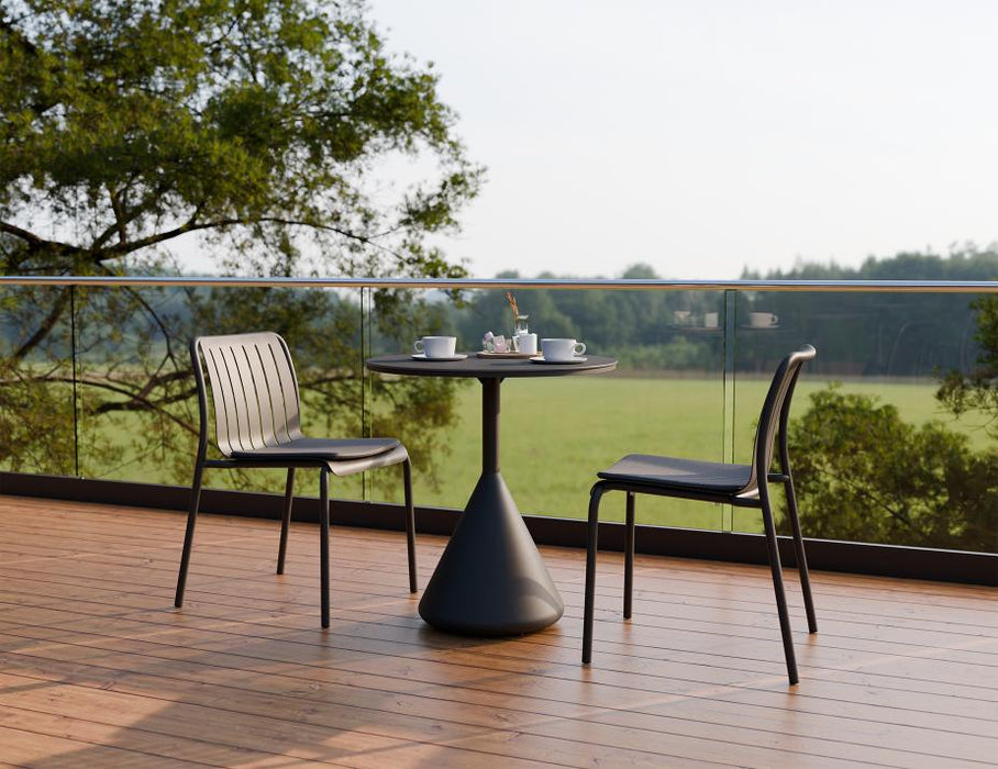 Kora Cafe Table 71cm Dia - Outdoor - Charcoal - Basalt Ceramic Top