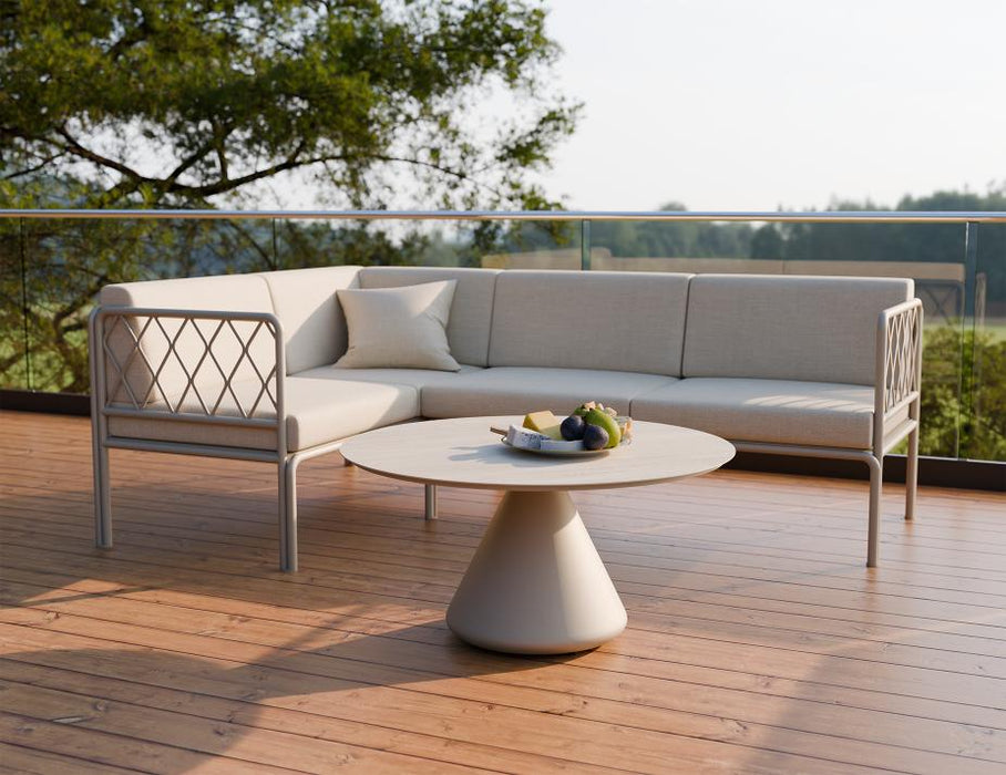 Kora Coffee Table 90cm Dia - Outdoor - Latte - Dune Ceramic Top