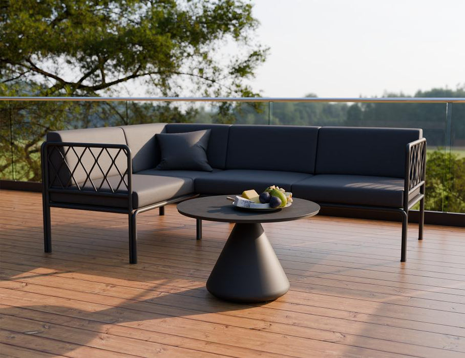Kora Coffee Table 71cm Dia - Outdoor - Charcoal - Basalt Ceramic Top