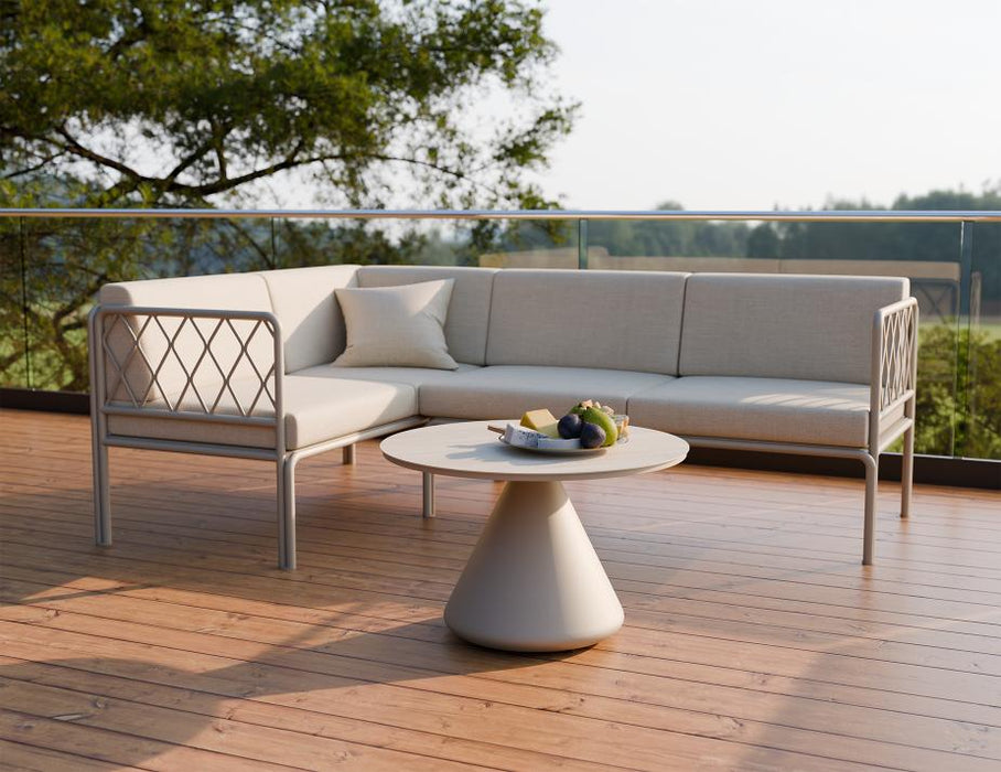 Kora Coffee Table 71cm Dia - Outdoor - Latte - Dune Ceramic Top