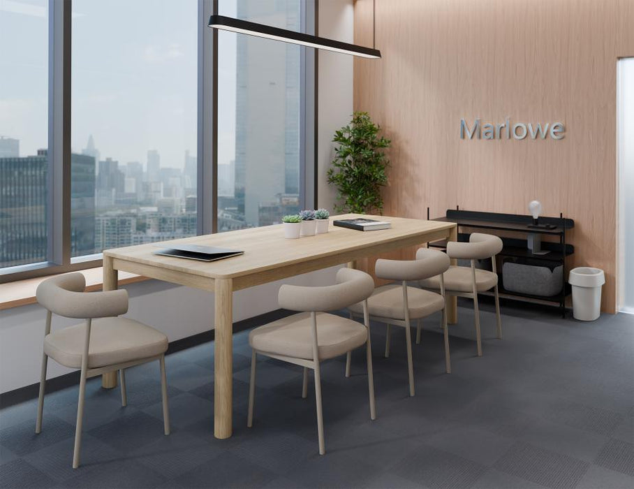 Marlowe Dining Chair - Grey Legs - Fawn Beige Fabric