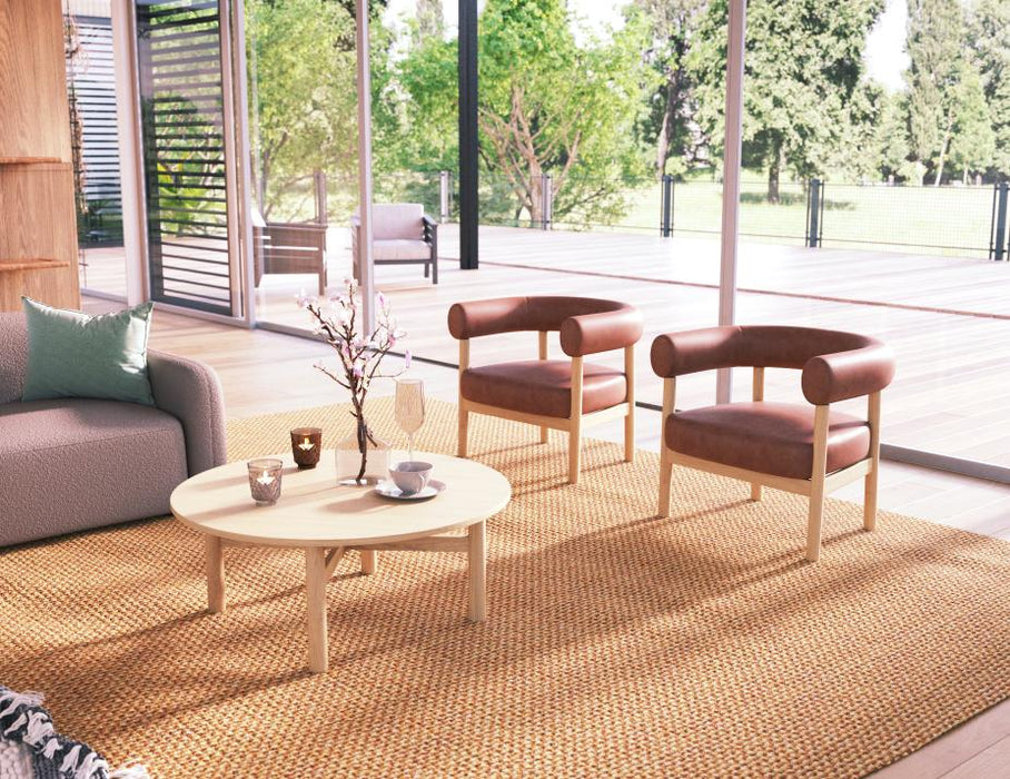 Marlowe Occasional Chair - Natural Oak Legs - Retro Brandy PU