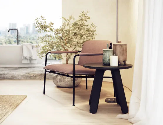 Mateo Side Table - Round - Black Ash - 50cm