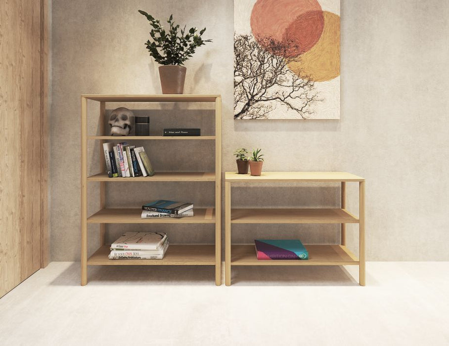 Nordica Large Bookshelf - 4 Tier - Solid Oak