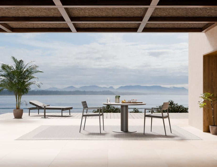 Verano Sun Lounge - Charcoal - with Side Table - Sandy Grey Cushion