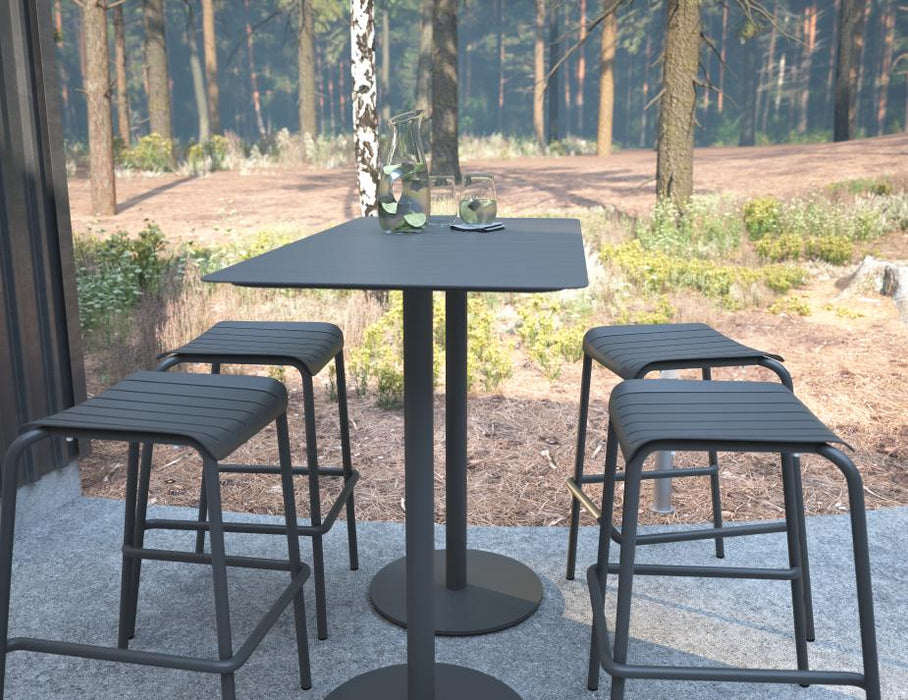 Roku Rectangle High Bar Table - Outdoor - Charcoal