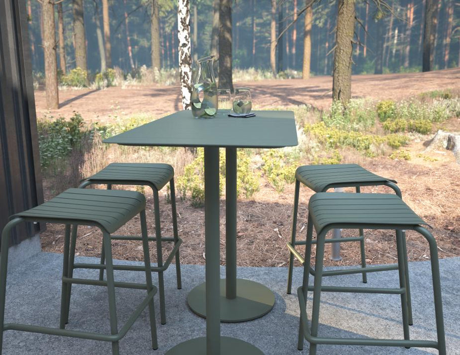Roku Rectangle High Bar Table - Outdoor - Matte Green