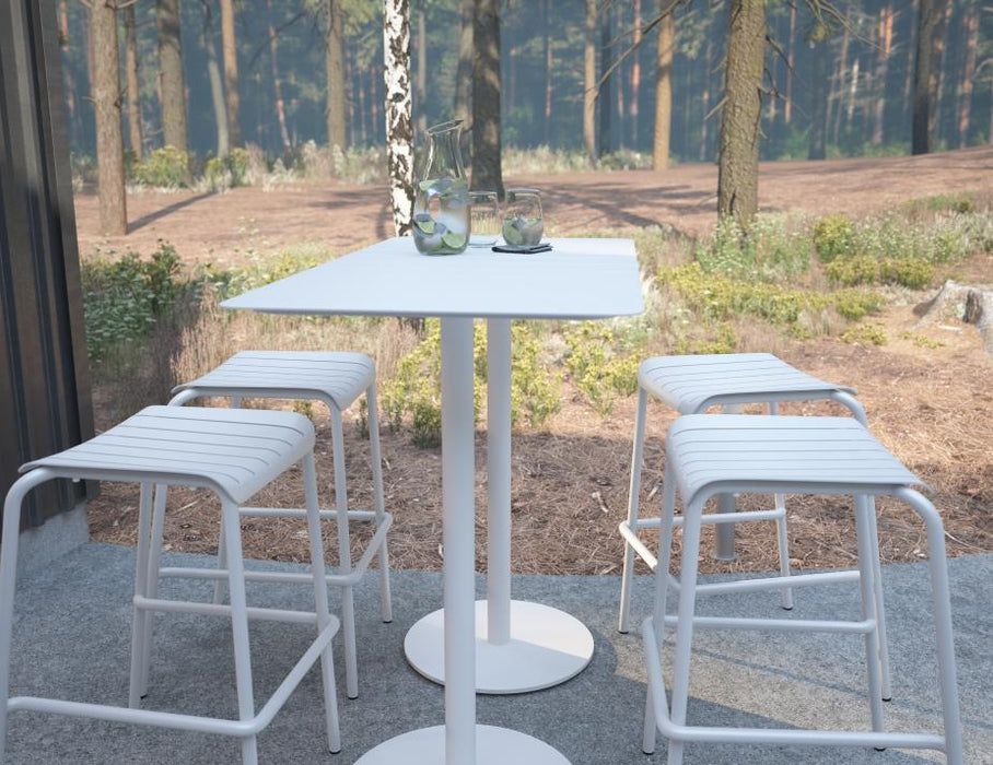 Roku Rectangle High Bar Table - Outdoor - White