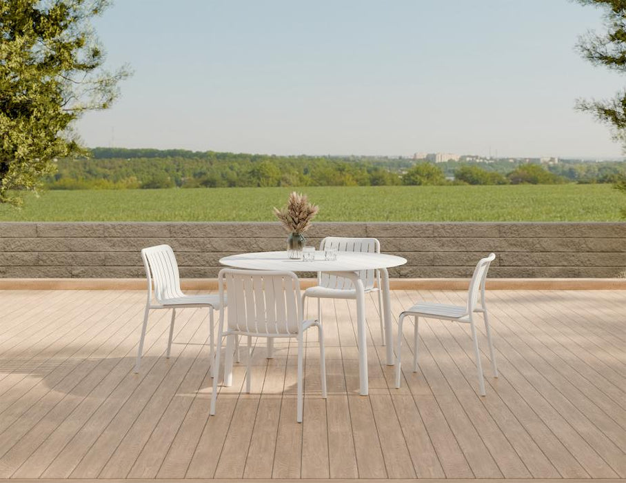 Roku Dining Chair - Outdoor - White - Chair with Sandy Grey Cushion