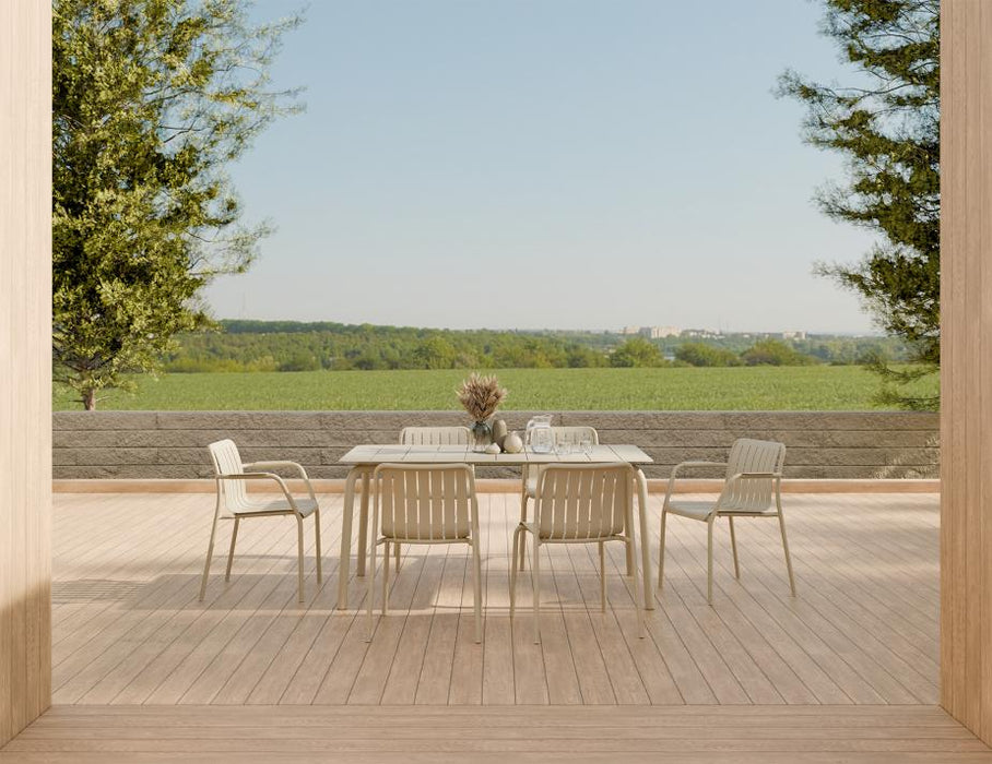 Roku Dining Table 160cm - Outdoor - Latte, Metal