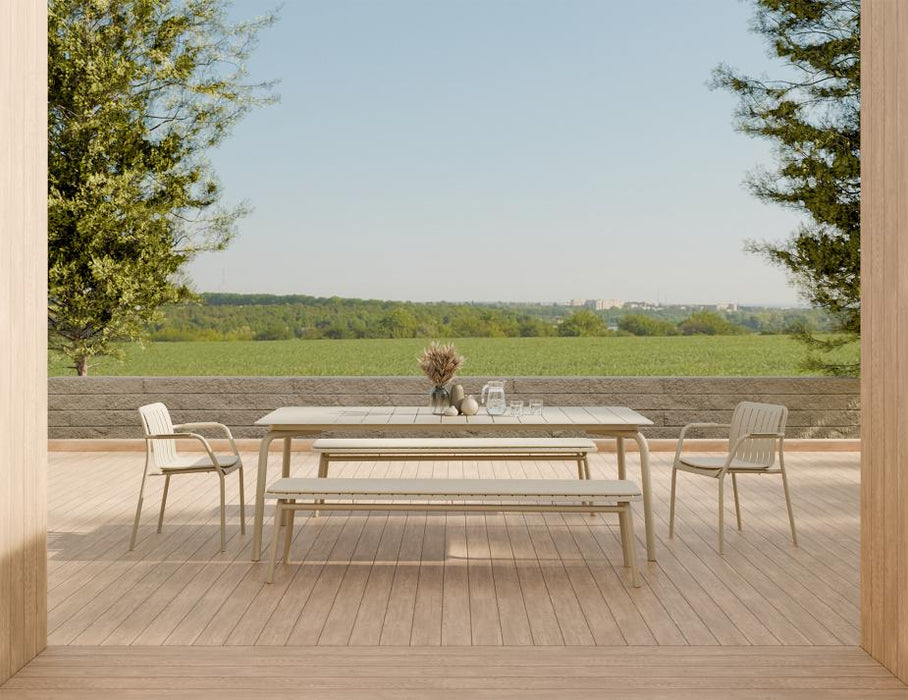 Roku Bench 190cm - Outdoor - Latte - Bench with Green Cushion