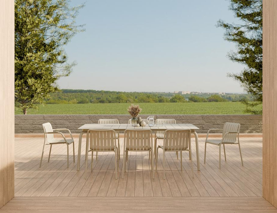 Roku Dining Table 220cm - Outdoor - Latte, Red, Metal