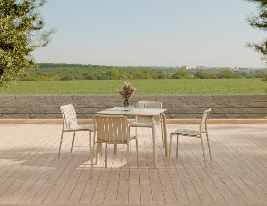 Roku Dining Table 90cm - Outdoor - Latte, Red, Metal