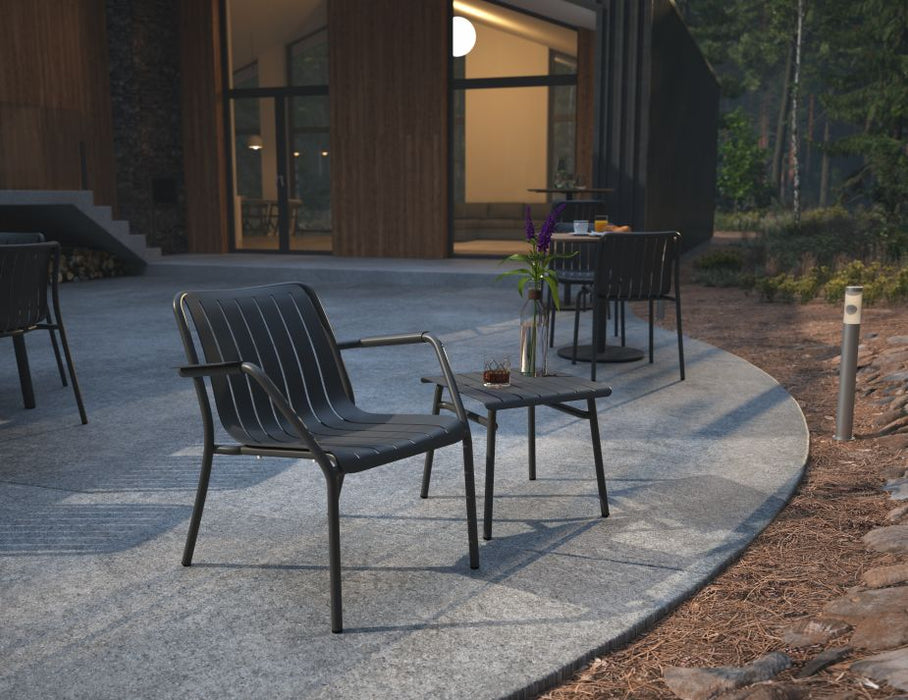 Roku Lounge Chair - Outdoor - Charcoal - Chair with Green Cushion