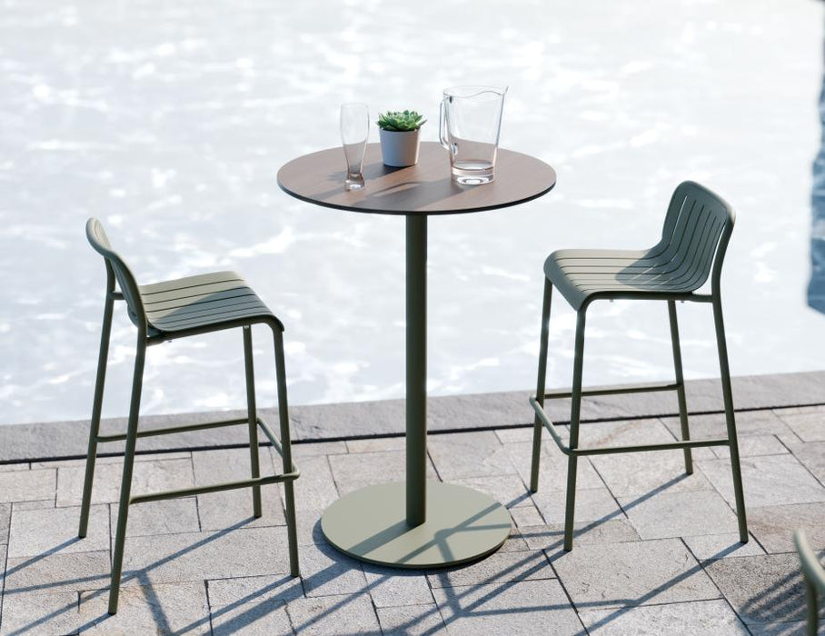 Roku Solara Compact Laminate High Bar Table - Outdoor - Eucalyptus Green - 80 Dia