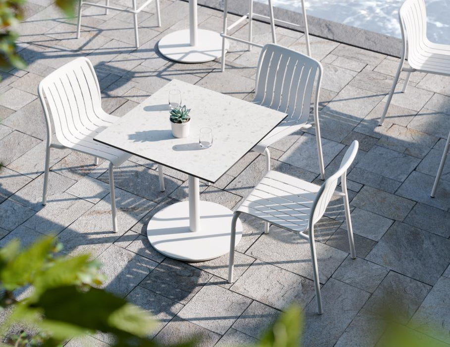 Roku Solara Compact Laminate Cafe Table - Outdoor - White - 65 Dia Top