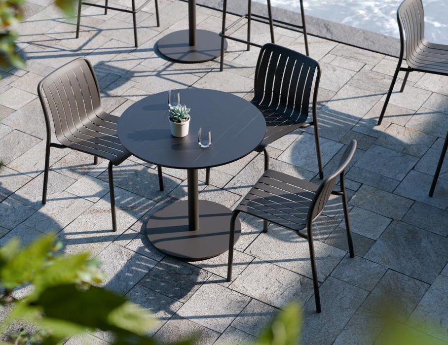Roku Solara Compact Laminate Cafe Table - Outdoor - Charcoal - 70x70 Top