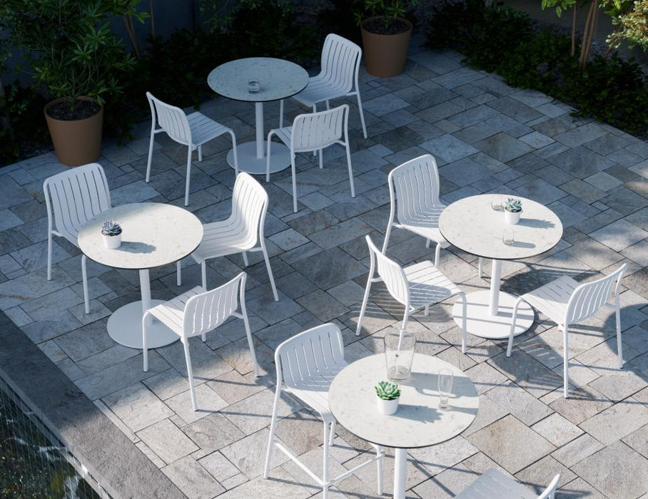 Roku Solara Compact Laminate Cafe Table - Outdoor - White - 75 Dia Top