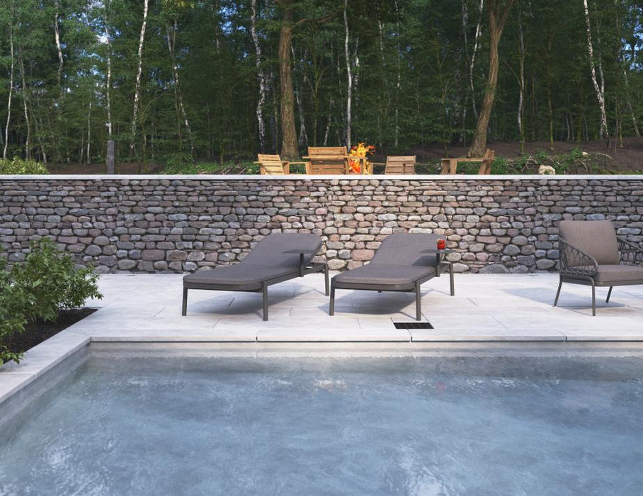 Verano Sun Lounge - Charcoal - with Side Table - Granite Grey Cushions